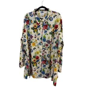 Linea Vintage Blouse Top Floral Pansy Print 2X QVC Spring Fairy Cottagecore